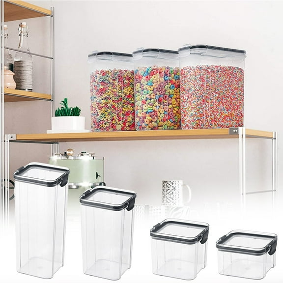 LINASHI Dry Food Storage Containers with Lids Airtight Cereal Storage Containers, Leak-proof Canister Set for Sugar, Flour, Snack, Baking Supplies