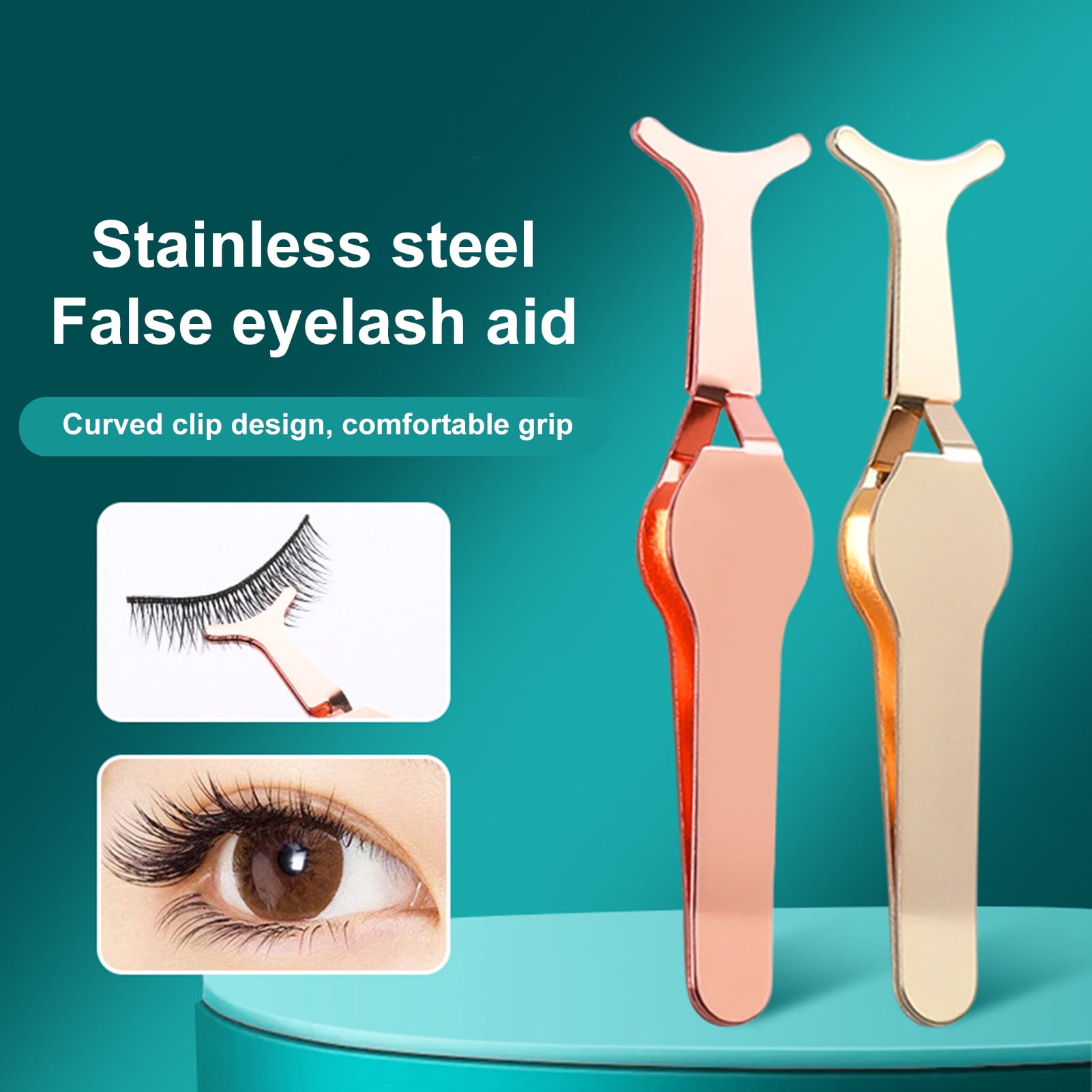 LINASHI False Eyelashes Applicator Portable Curved Tip Strong Bite