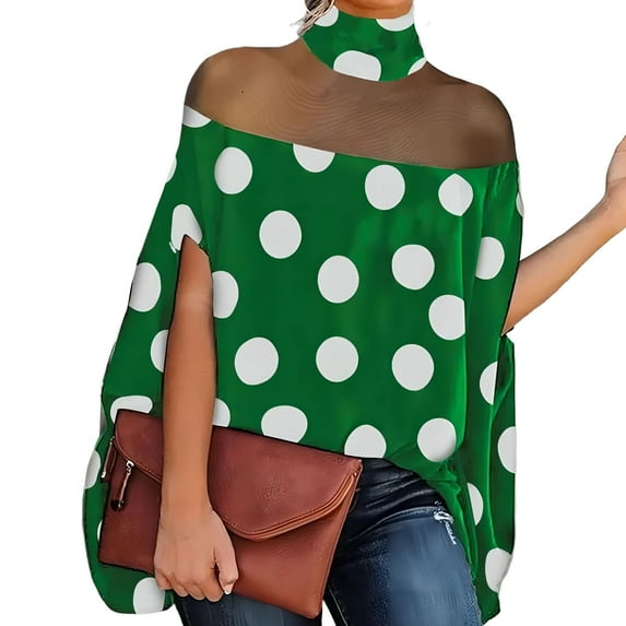 LINASHI High Half Collar Women Tops See-through Mesh Stitching Loose Fit Batwing Sleeve Solid Color Cape Blouse Daily Garment