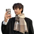 thumbnail image 1 of LINASHI Long Scarf Men Scarf Classic Plaid Winter Warm Thermal Shawl Wrap Winter Men Scarf, 1 of 8