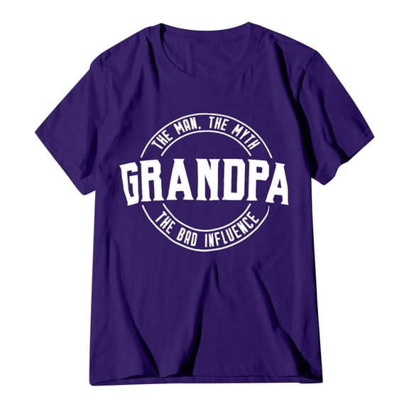 LINASHI Men's "Grandpa: Man Bad Influence" Funny Tee - Dad Joke Papa Grandfather Humor T-Shirt, Casual Short Sleeve