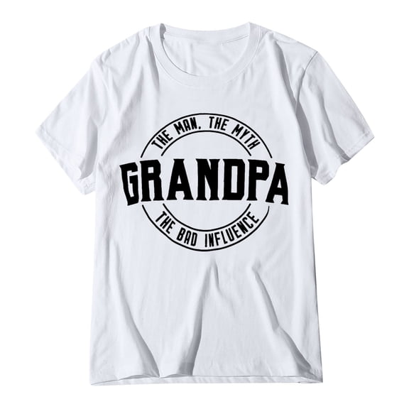 LINASHI Men's "Grandpa: Man Bad Influence" Funny Tee - Dad Joke Papa Grandfather Humor T-Shirt, Casual Short Sleeve