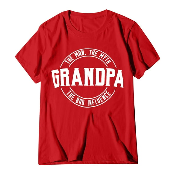 LINASHI Men's "Grandpa: Man Bad Influence" Funny Tee - Dad Joke Papa Grandfather Humor T-Shirt, Casual Short Sleeve