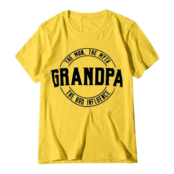 LINASHI Men's "Grandpa: Man Bad Influence" Funny Tee - Dad Joke Papa Grandfather Humor T-Shirt, Casual Short Sleeve
