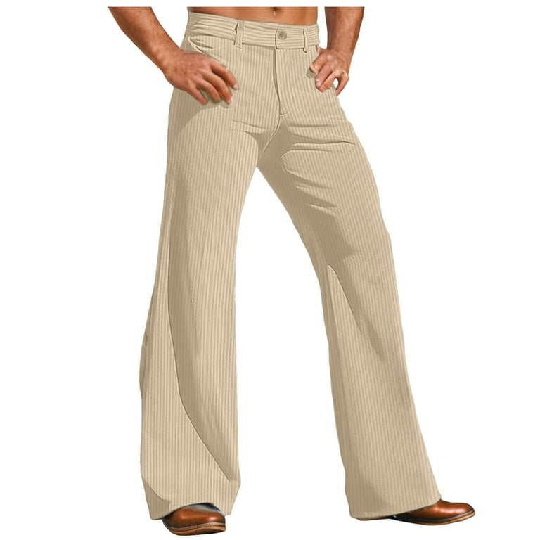 LINASHI Mens Pants Male Dress Pants Corduroy Pants Flared Pants Trousers Casual Pants Pocket Plain Comfort Business Daily Holiday Fashion Modern Pant