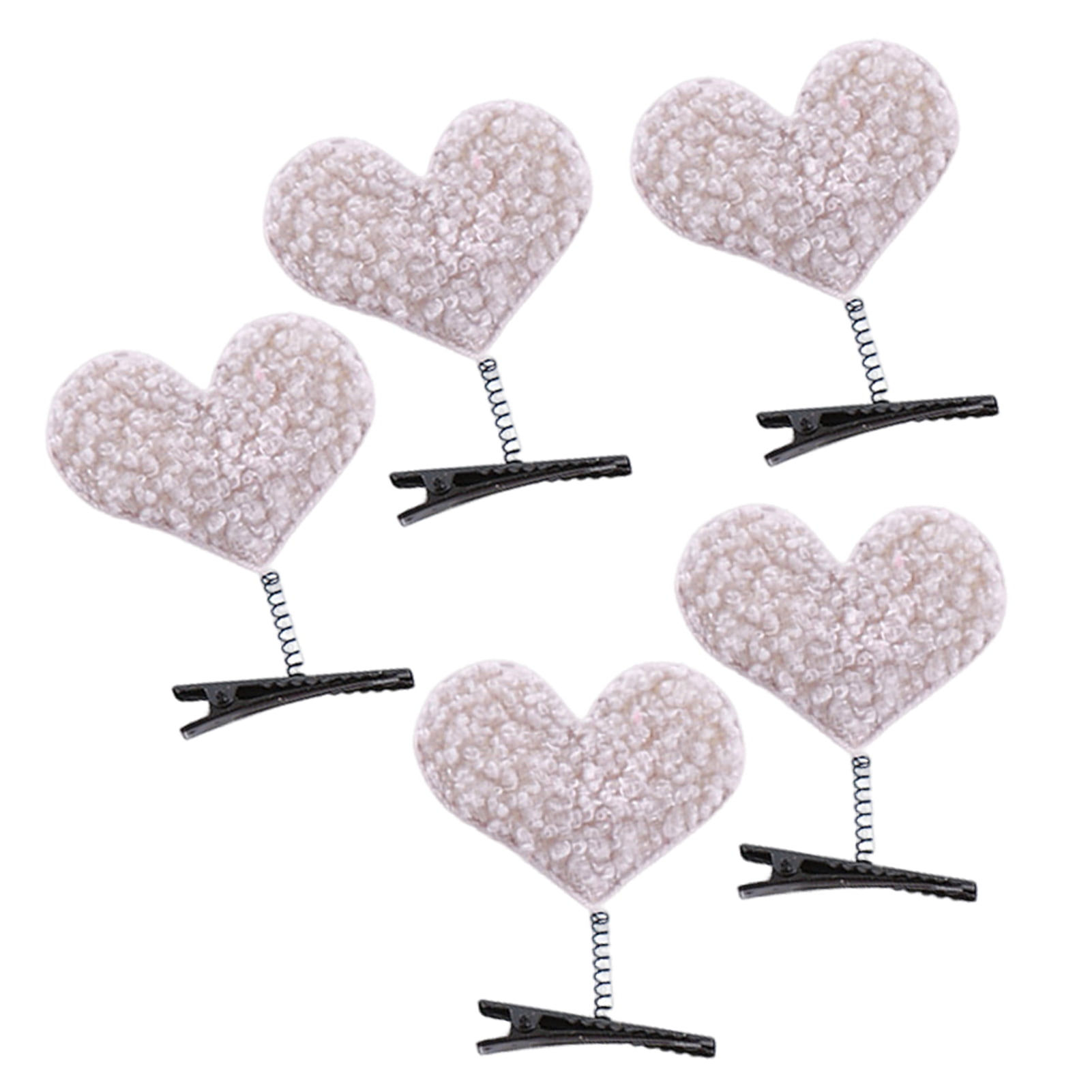 LINASHI Metal Spring Hairpin 2/5pcs Little Plush Heart Hairpin Spring ...