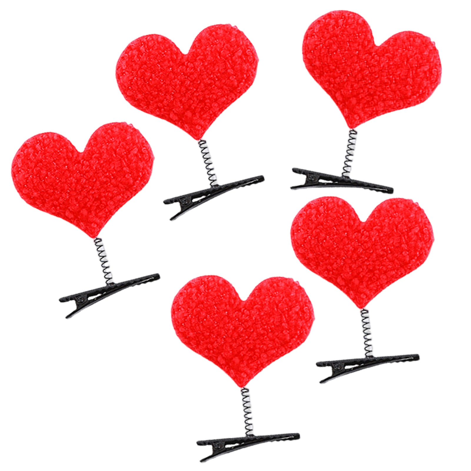 LINASHI Metal Spring Hairpin 2/5pcs Little Plush Heart Hairpin Spring ...