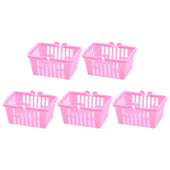 LINASHI Miniature Grocery Shopping 5pcs Miniature Shopping Basket Set for Dollhouse Supermarket Scenes Organization Exquisite Workmanship for Dollhouse