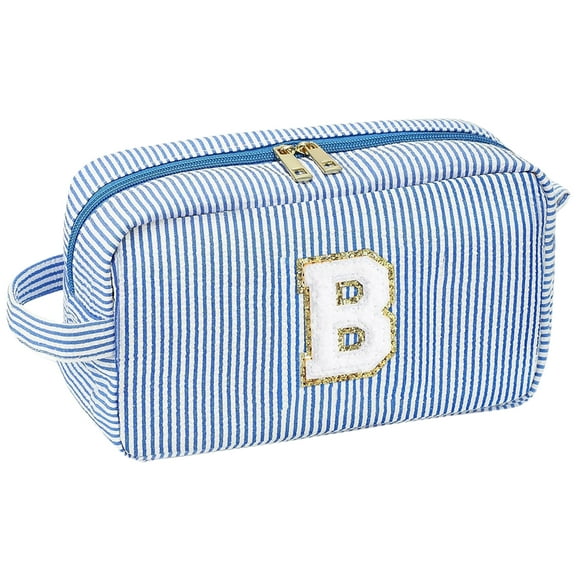 LINASHI Portable Makeup Organizer Cosmetic Bag Portable Letter Pattern Makeup Storage Bag Large Capacity Travel Toiletry Pouch for Home