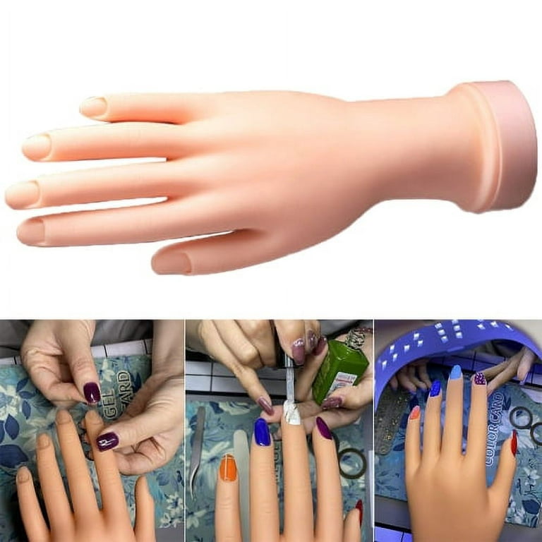 LINASHI Practice Nail Hand Rubber Practice Hand Nail Art Fake Hand for  Nails Equipment Training Hand Model 