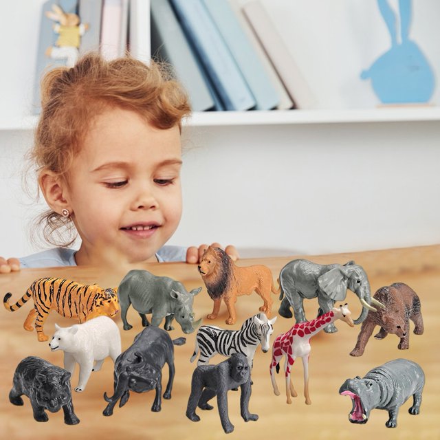 LINASHI Realistic Wild Animal Toys for Kids 12pcs Realistic Wild Animal