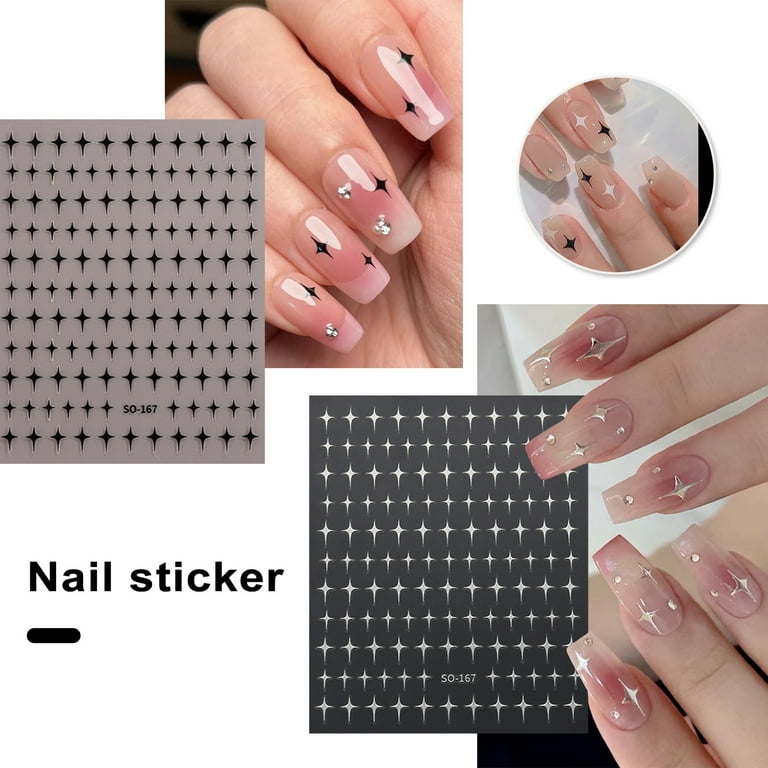 LINASHI Shiny Star Nail Art Stickers 3D Ultra-thin Star Decals DIY 