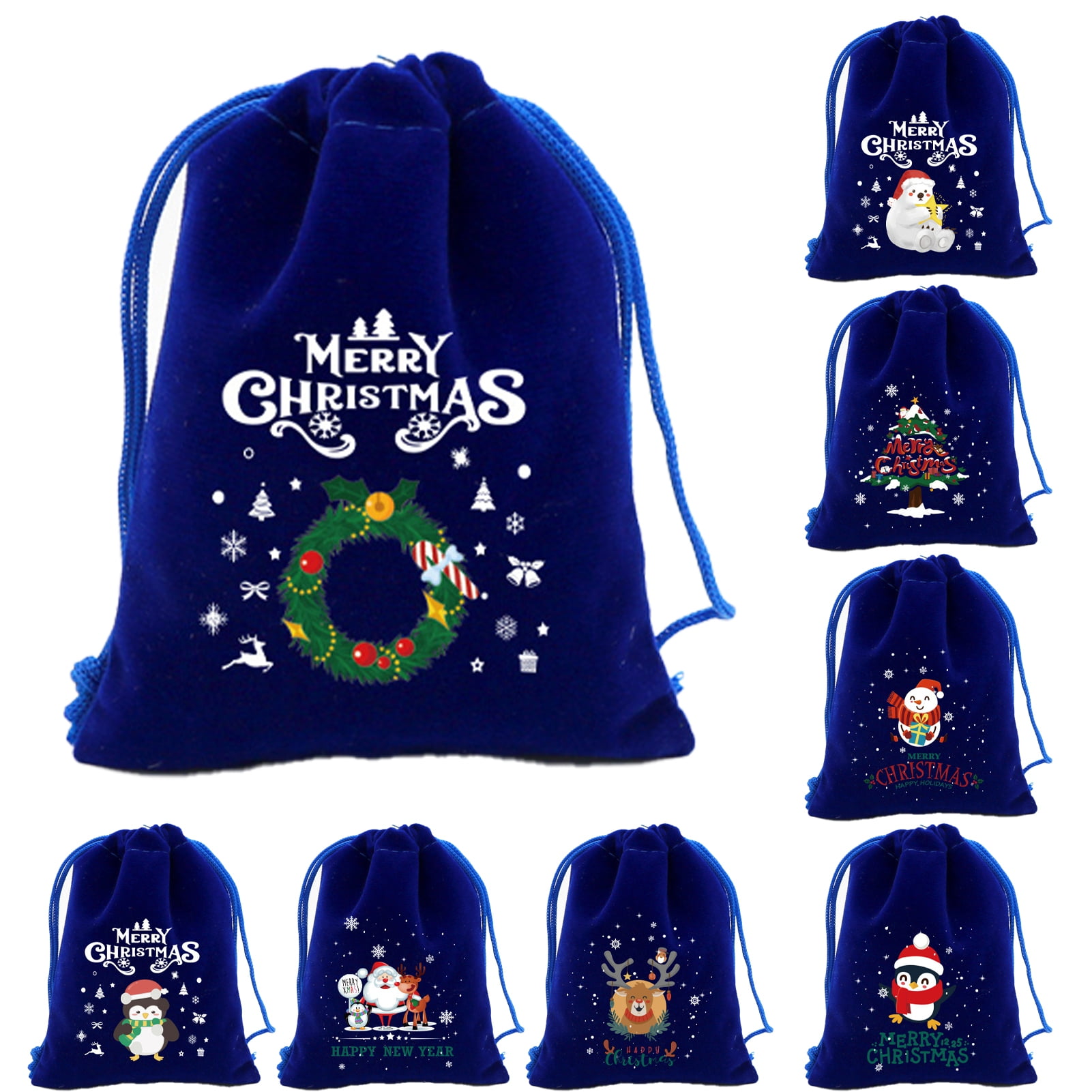 LINASHI Small Gift Bags Christmas Candy Drawstring Bag Reusable Holiday