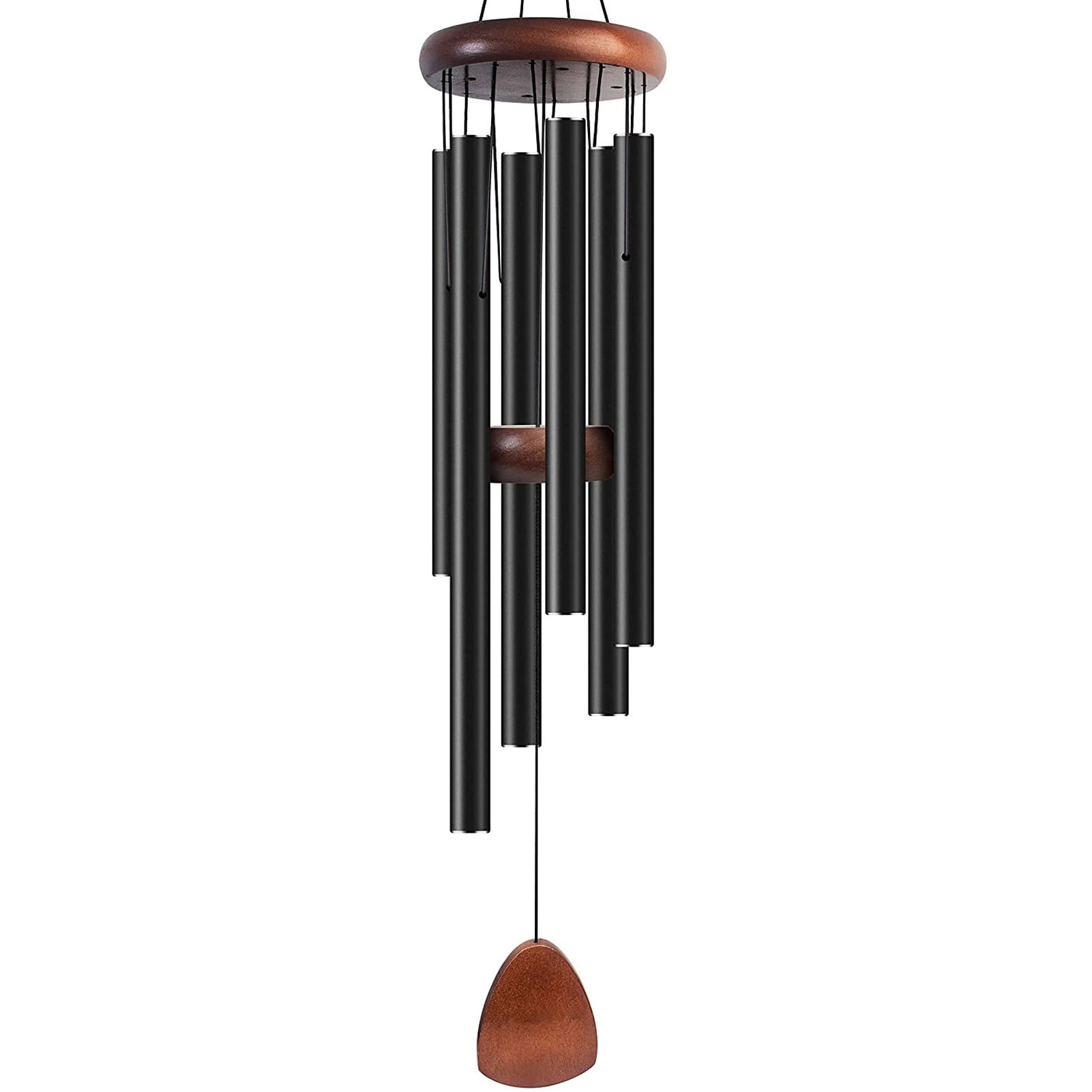Large Black Aluminum and Pine Wind Chimes 37 Inches