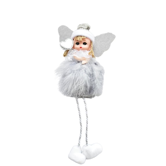 LINASHI Wall-mounted Angel Decoration Christmas Plush Angel Girl Pendant Fluffy Fake Feather Angel Ornament for Home Wedding Party Cute Hanging for Christmas