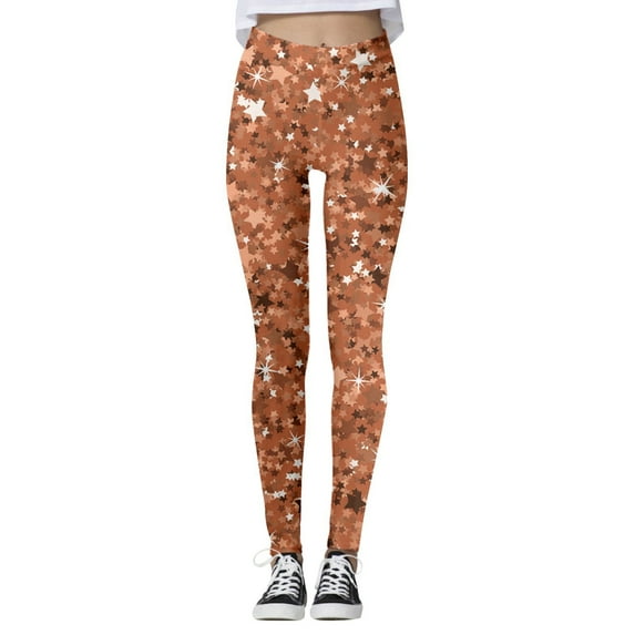 LINASHI Women's High Waist Sequin Sport Leggings - Casual Fashion Printed Solid Color Yoga Workout Pants with Stretchy Comfortable Fit for Gym Running