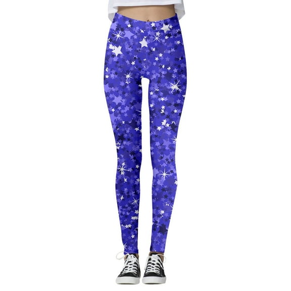 LINASHI Women's High Waist Sequin Sport Leggings - Casual Fashion Printed Solid Color Yoga Workout Pants with Stretchy Comfortable Fit for Gym Running