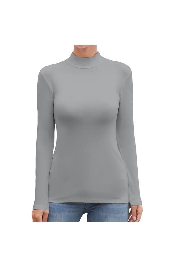 Women's Turtleneck Tops - Long Sleeve & Sleeveless Basic Slim T Shirts, Soft Breathable Fabric, 2025 Trendy Essential Tees, Ideal for Casual Daily Wear & Layering