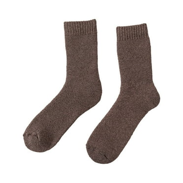 LINASHI Wool Socks 1 Pair Winter Socks Thick Plush Solid Color Knitted Mid-tube Ankle Protection Soft Resistant Anti-slip Elastic Thermal Floor Socks