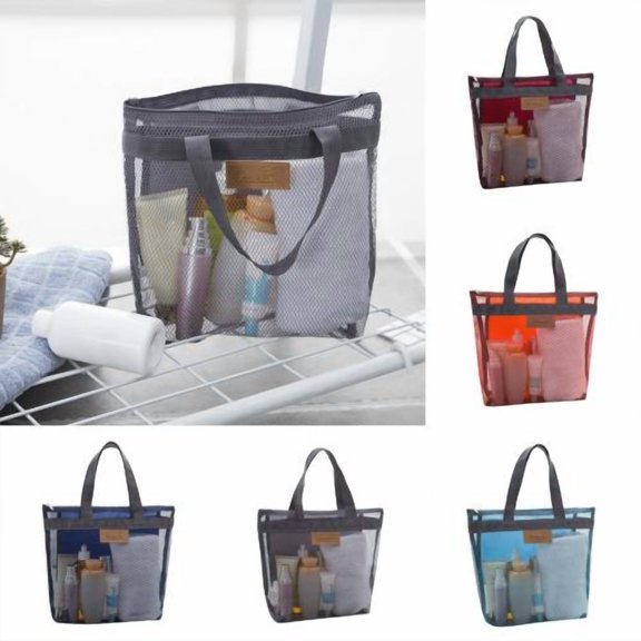 LINASHI Zip Mesh Beach Bag Durable Tote Bag Simply lightweight for Shopping Groceries Sports Gym Swimming Pool Travel Tote Bag
