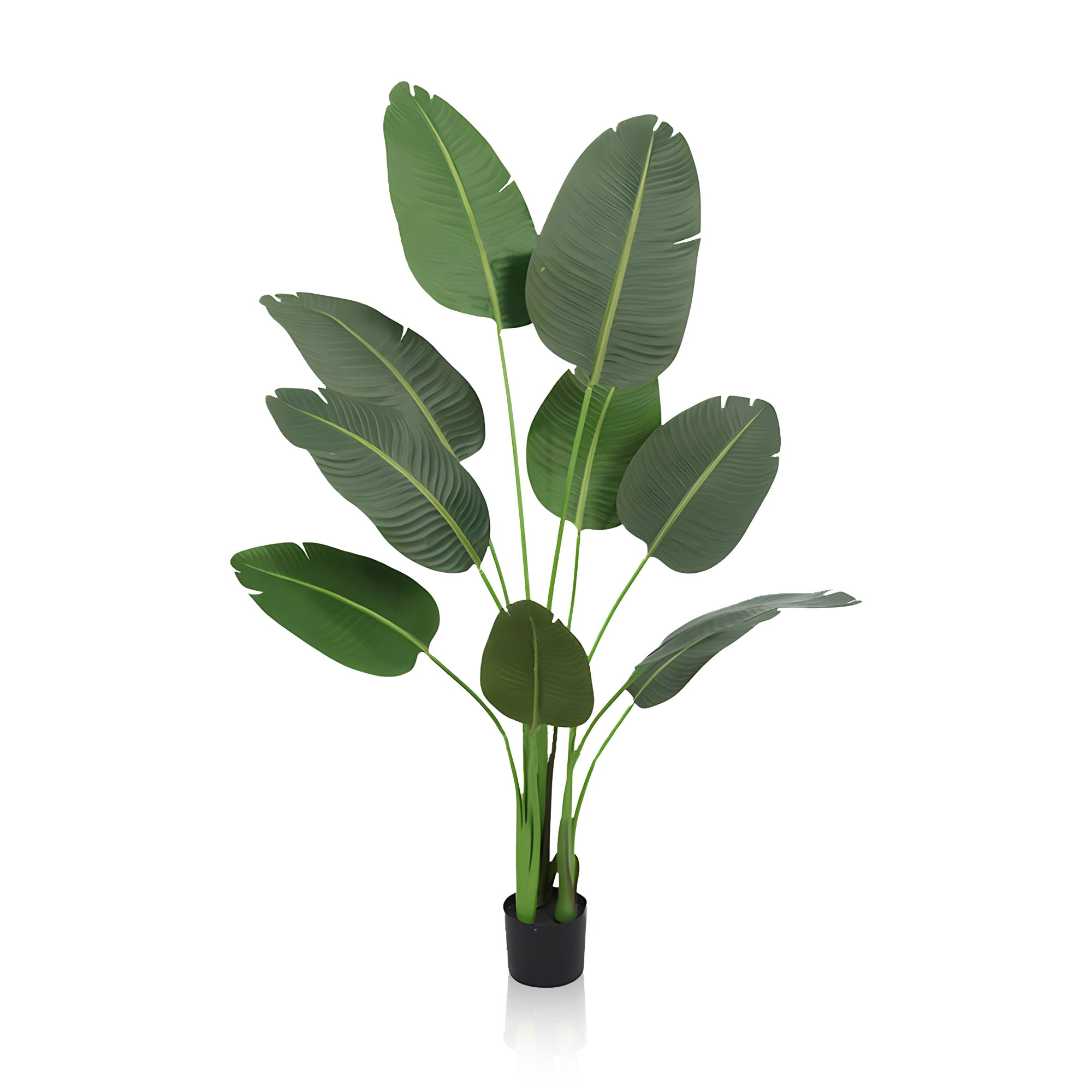 4ft Green Silk Bird of Paradise Palm Tree in Black Plastic Pot