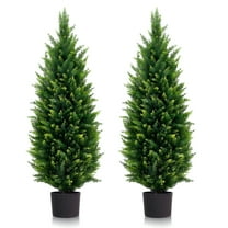 LINBONIO Artificial Cedar Tree 3 ft Artificial Topiary Trees Beautiful Realistic Faux Cedar Pines UV Protection for Longer Life 2Pack