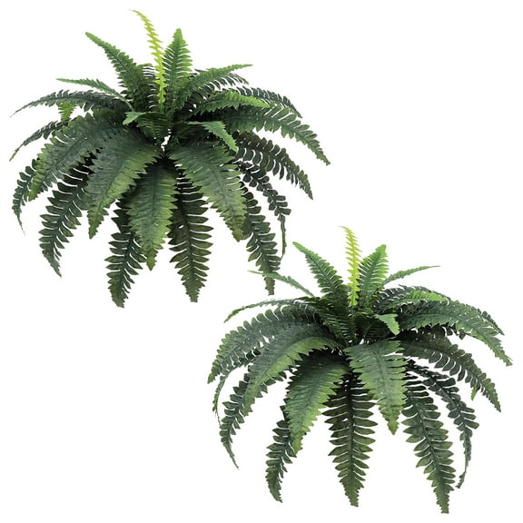 LINBONIO Set of 2 Artificial Fern,24IN Artificial Boston Fern Large Hanging Plant,Fake Ferns for Planter Garden Porch Entrance Home Windowsill Yards Farmhouse Decoraction