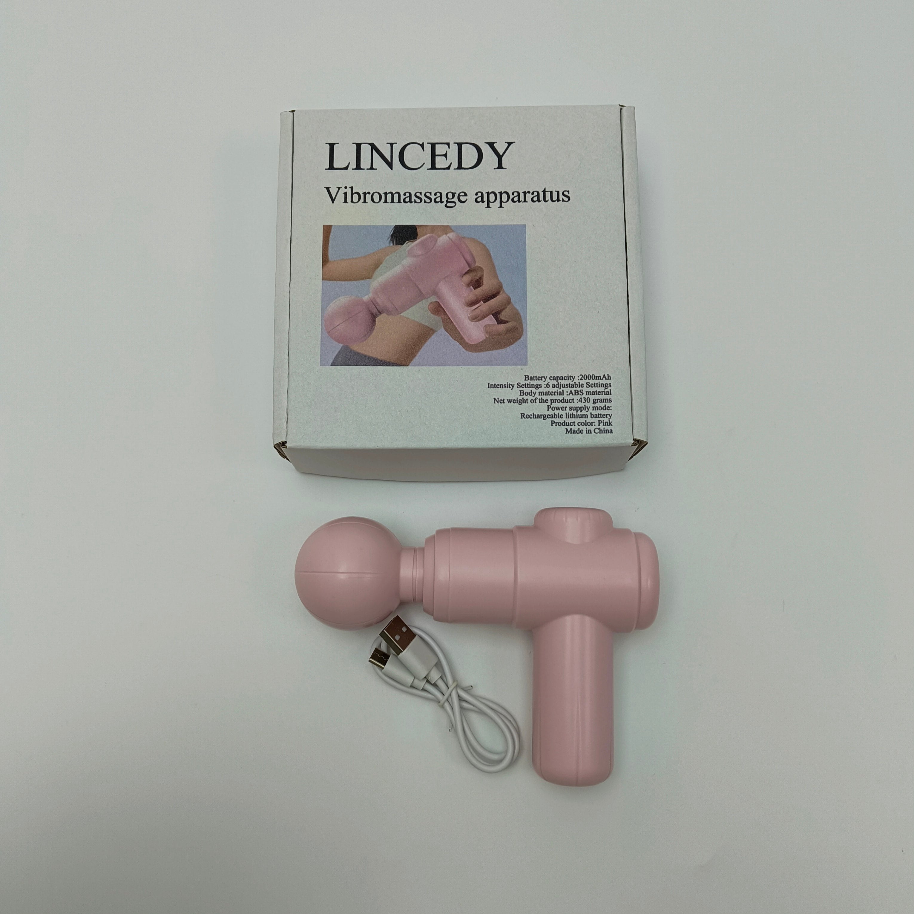 LINCEDY Vibromassage apparatus Pink Handheld Muscle Massage Gun with 6 Intensity Levels