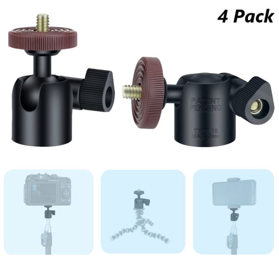LINCO 1/4" Swivel Mini Ball Head Screw Tripod Mount for DSLR Camera Camcorder Studio Light Ring Cell Phone Holder-A020-4