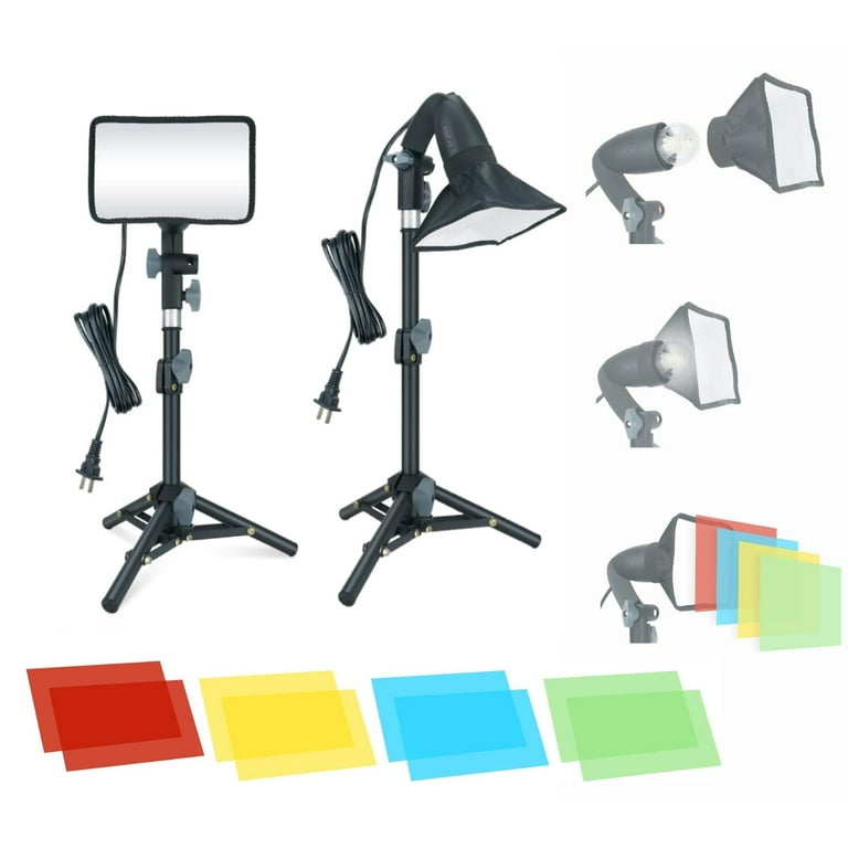 Linco LED Video Light Adjustable Tripod 4 Color Filters Softbox Photography Lighting 2 Pack