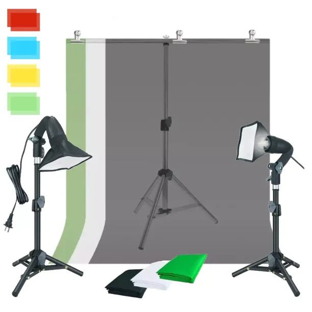 LINCO Pack LED Video Light with Desktop Backdrop Stand/4 Color