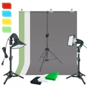 LINCO 2 Pack LED Video Light with Desktop Backdrop Stand/4 Color Filters for Photo, Video, Studio, Portrait