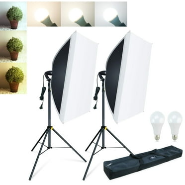 LINCO 3 Color 2 Softbox Lighting Kit 27x20in Photo Studio Continuous Lighting for Photo