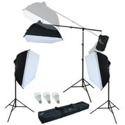 LINCO 3 LED Softbox Studio Lighting Kit with 2.5  to 5  Boom Arm Stand for Photography AM246
