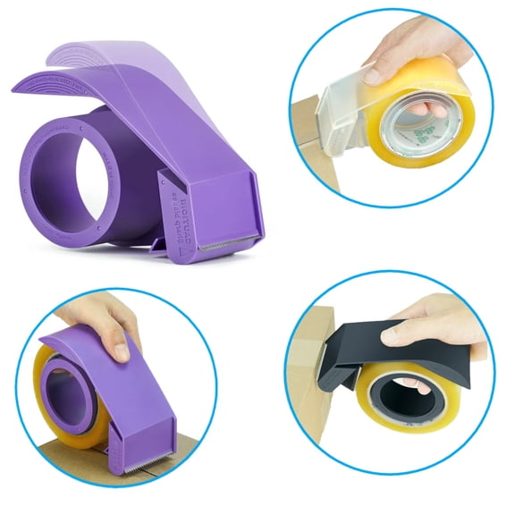 LINCO 3PCS Handheld Tape Dispenser for Moving Packaging Shipping Office Storage (Purple/White/Black)
