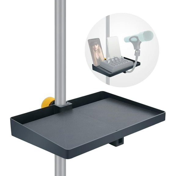 LINCO Adjustable Microphone Stand Tray with Two Phone Holders, Universal Mic Stand Clamp On Rack Tray for Music Concert, Live Streaming, Live Broadcast, Karaoke, Recording 8.3" x 6.3"-TD310
