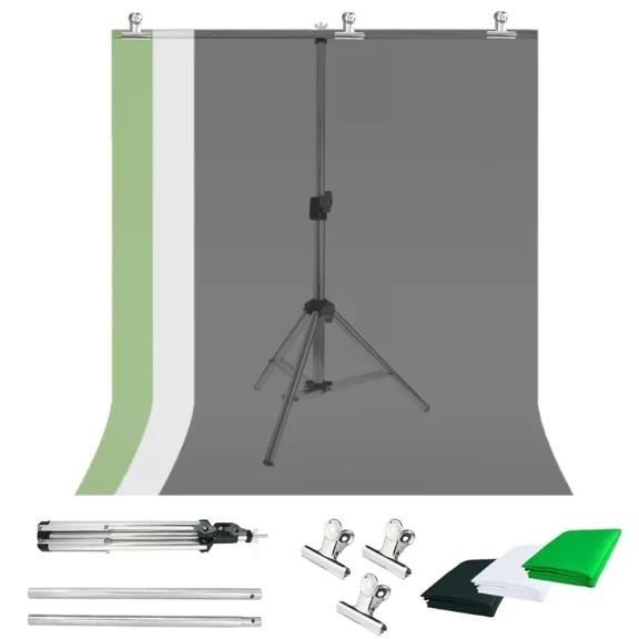 LINCO Backdrop Stand Background Support 2.2x2.6ft Green/White/Black Screen for Table Top Photo