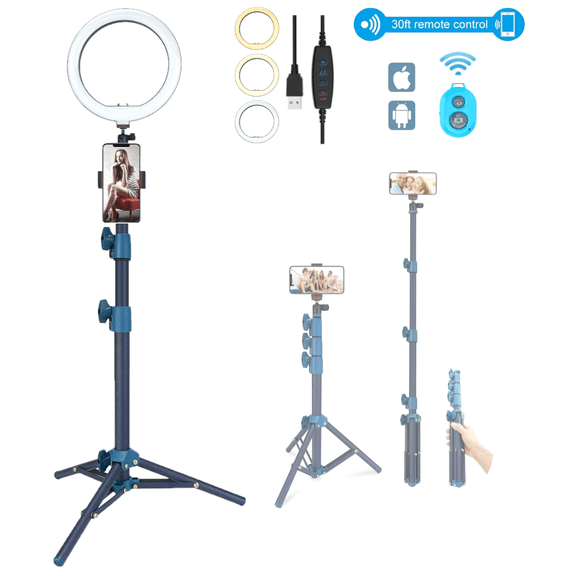 LINCO Dimmable Ring Light Heavy Duty Selfie Stick Tripod Bluetooth Remote 60" for Live Streaming YouTube Video Photography