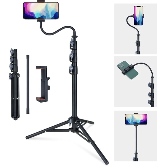 LINCO Flexible Smart Phone Tripod Stand 67" Cellphone Tripod with Gooseneck Compatible with iPhone Android Camera for Vlogging, Travel, Live Streaming, Selfie, TikTok