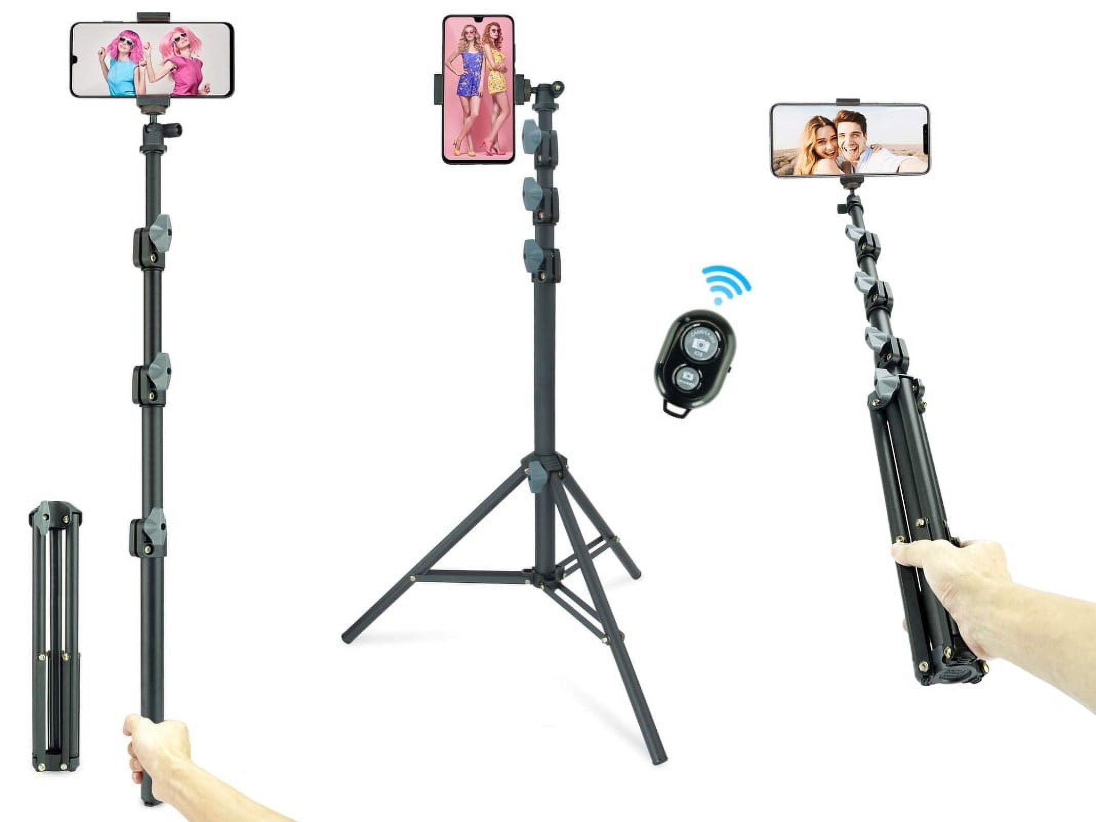 LINCO Phone Tripod, 70" Selfie Stick Tripod Stand Cell Phone Tripods with Remote Phone Holder Stable Heavy Durable Metal Compatible with iPhone Samsung GoPro Smartphone-8896SB