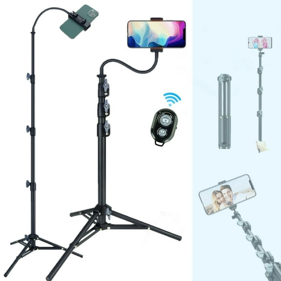 LINCO Phone Tripod 80in Selfie Stick Tripod Stand Cell Phone Tripods with Remote Phone Holder Stable Heavy Durable Metal Compatible with iPhone Samsung GoPro Smartphone