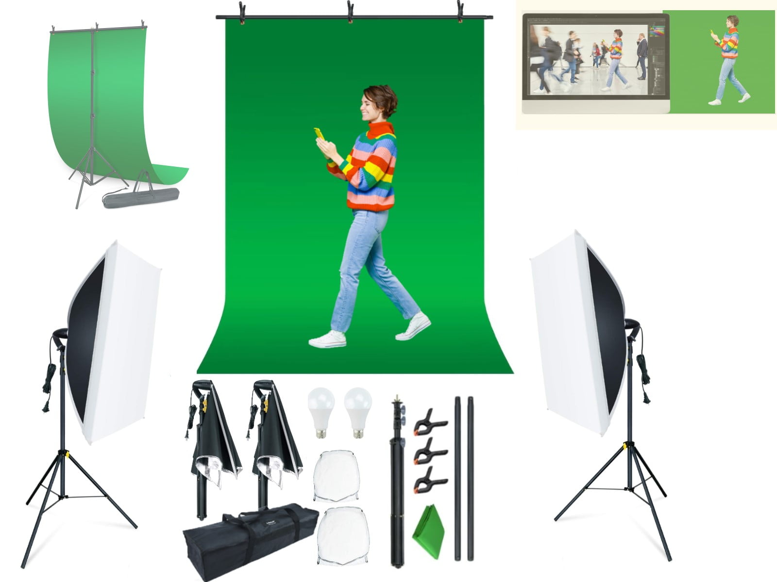 LINCO T-Shape Backdrop Stand Softbox LED Photo Studio Lighting