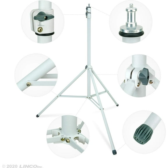 LINCO White Photography Light Stand 9ft Steel Tripod Stand with 1/4" Head for Ring Light/Strobe Flash/Softbox