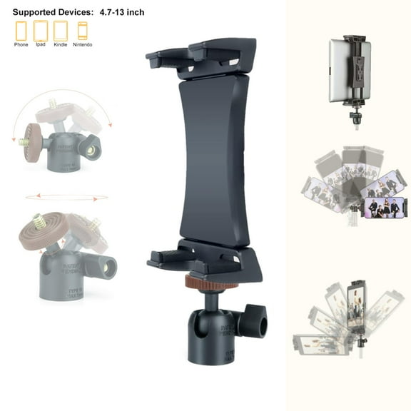 LINCO iPad iPhone Tripod Mount Adapter with Ball Head 360 1/4" Screw for Tablet Smartphone