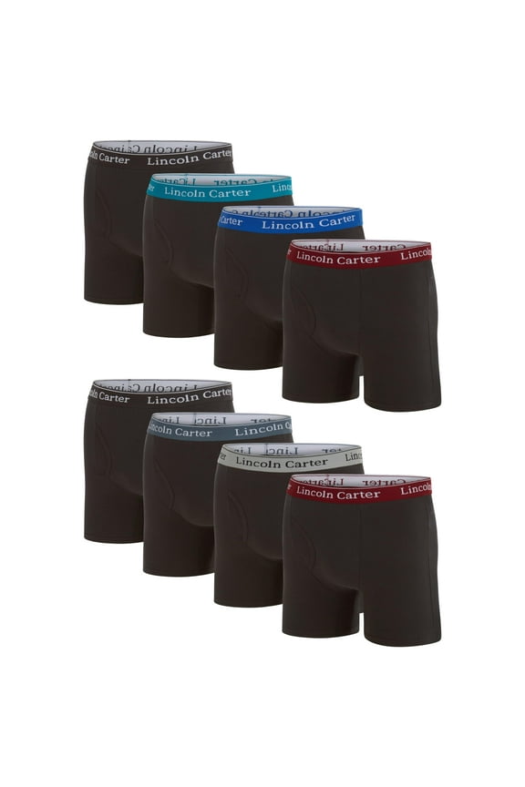 Mens Underwear Boxer Briefs - Breathable Anti Chafing Performance Boxers for Men Pack of 8 - Soft Cooling Tagless, Black/Assorted Color Waistbands/XXL