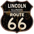 thumbnail image 1 of LINCOLN, ILLINOIS Route 66 Shield Metal Sign Man Cave Garage Size: 12"x 12", 1 of 5