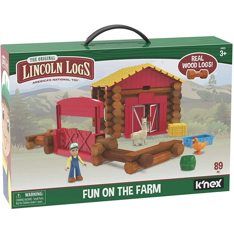 Wood Lincoln Log Kits LINCOLN LOGS Fun On The Farm 102 Parts Real