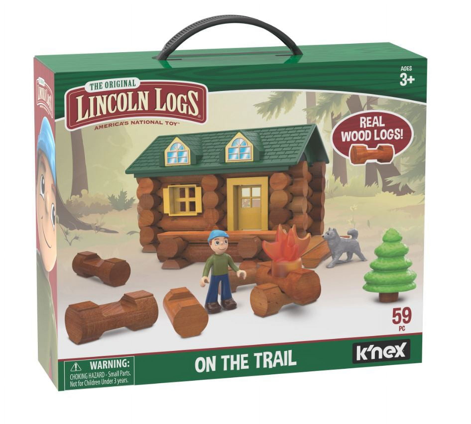 LINCOLN LOGS On the Trail - Real Wood Logs - 59 parts - Ages 3 and up