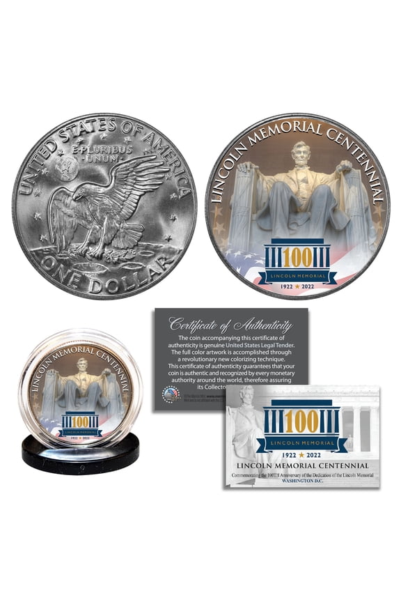 LINCOLN MEMORIAL 100th Anniversary 1922-2022 Genuine IKE Eisenhower Dollar Coin
