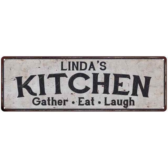 LINDA's Kitchen Rustic Chic Decor Gift 8x24 Sign 108240051180